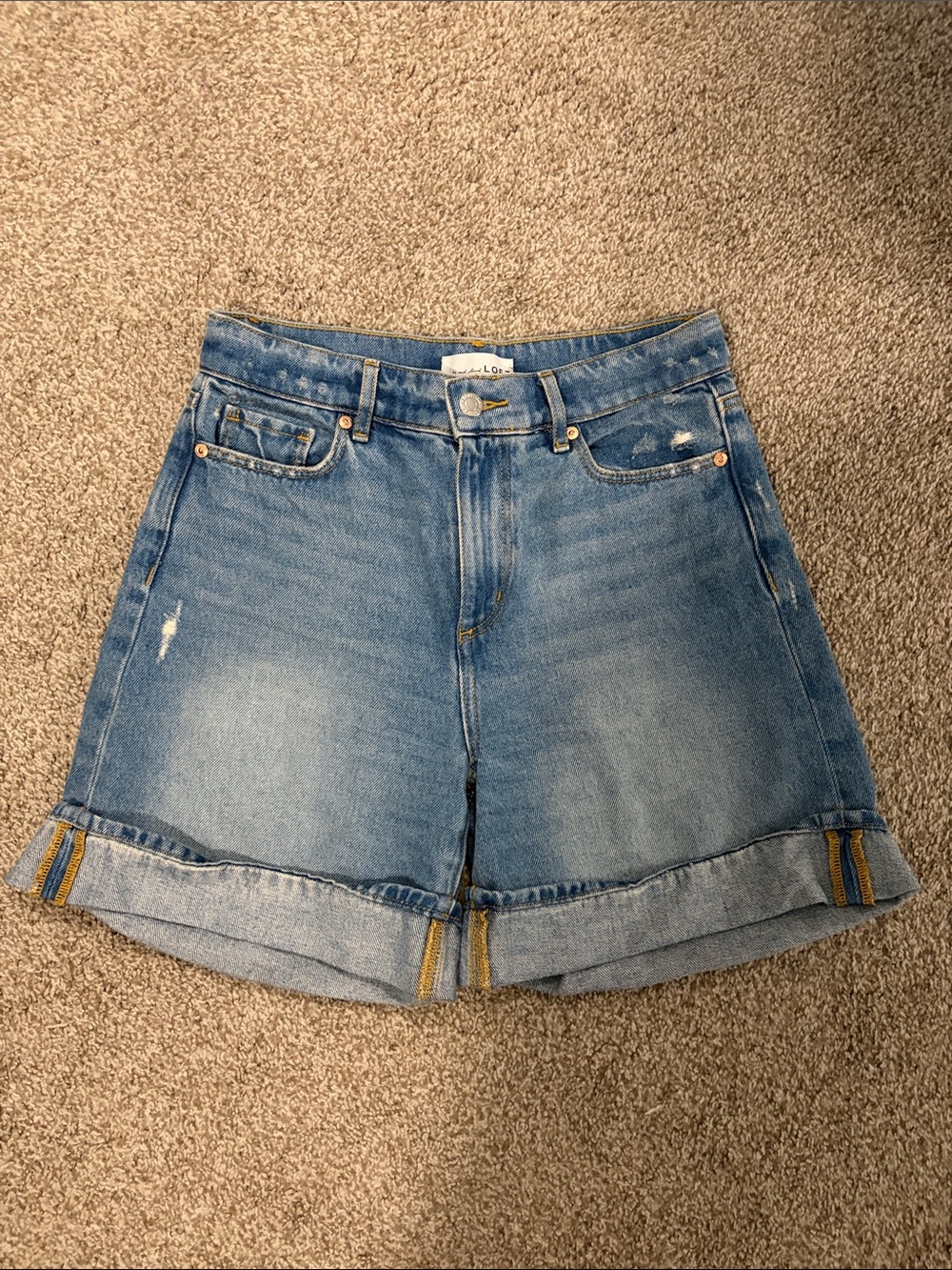 LOFT High Waisted Denim Cuffed Shorts